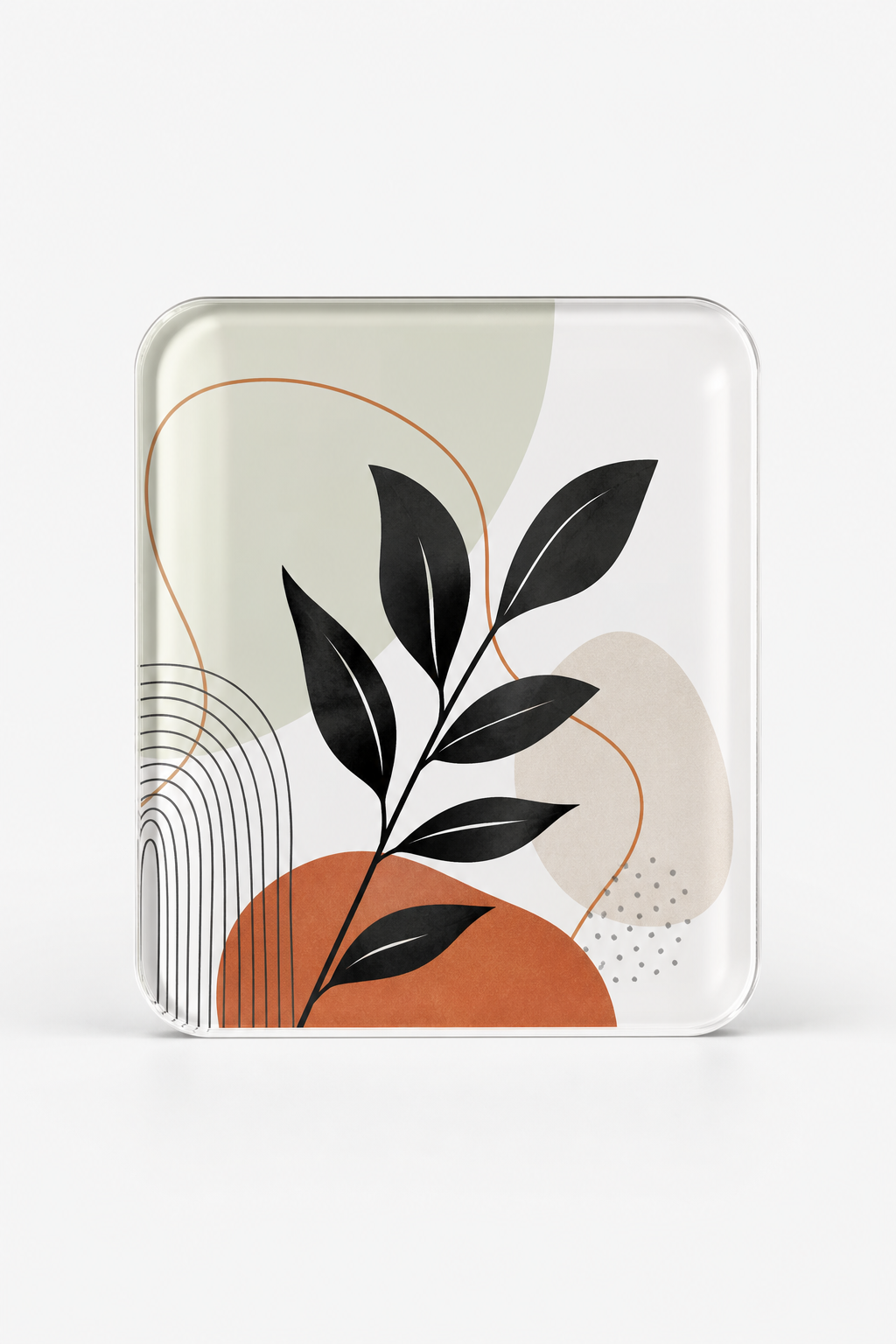 Custom acrylic coaster featuring vibrant colorful artwork on a clean white background studio shot