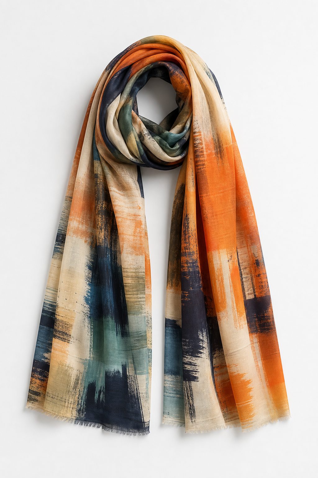 Custom all over print stole displayed in a clean studio backdrop showcasing vibrant edge-to-edge print design