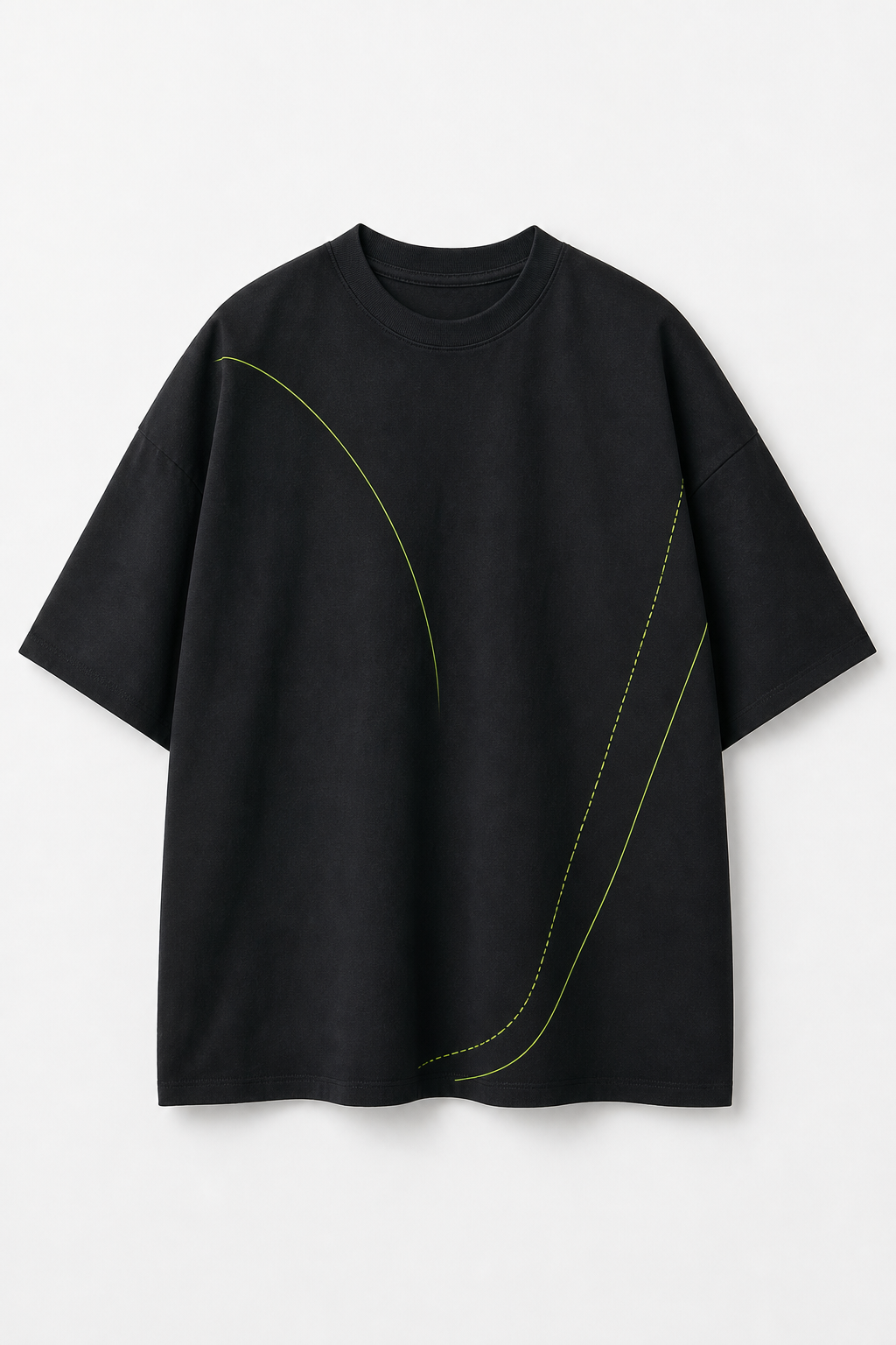 Front studio shot of custom business oversized t-shirt with startup brand logo