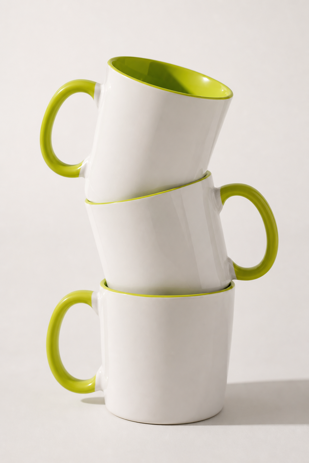Side view angle showing contrasting interior color and comfortable handle of custom mug