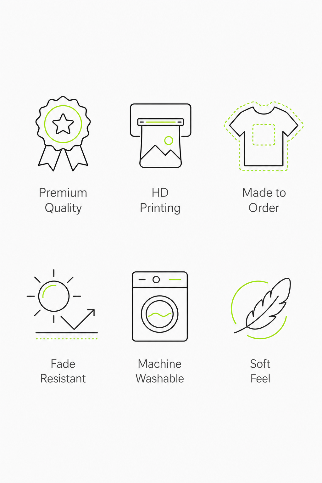 Infographic illustration highlighting key features of custom microwave safe color mug
