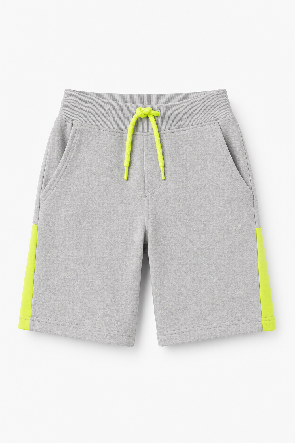 Custom printed kids shorts in white background studio shot
