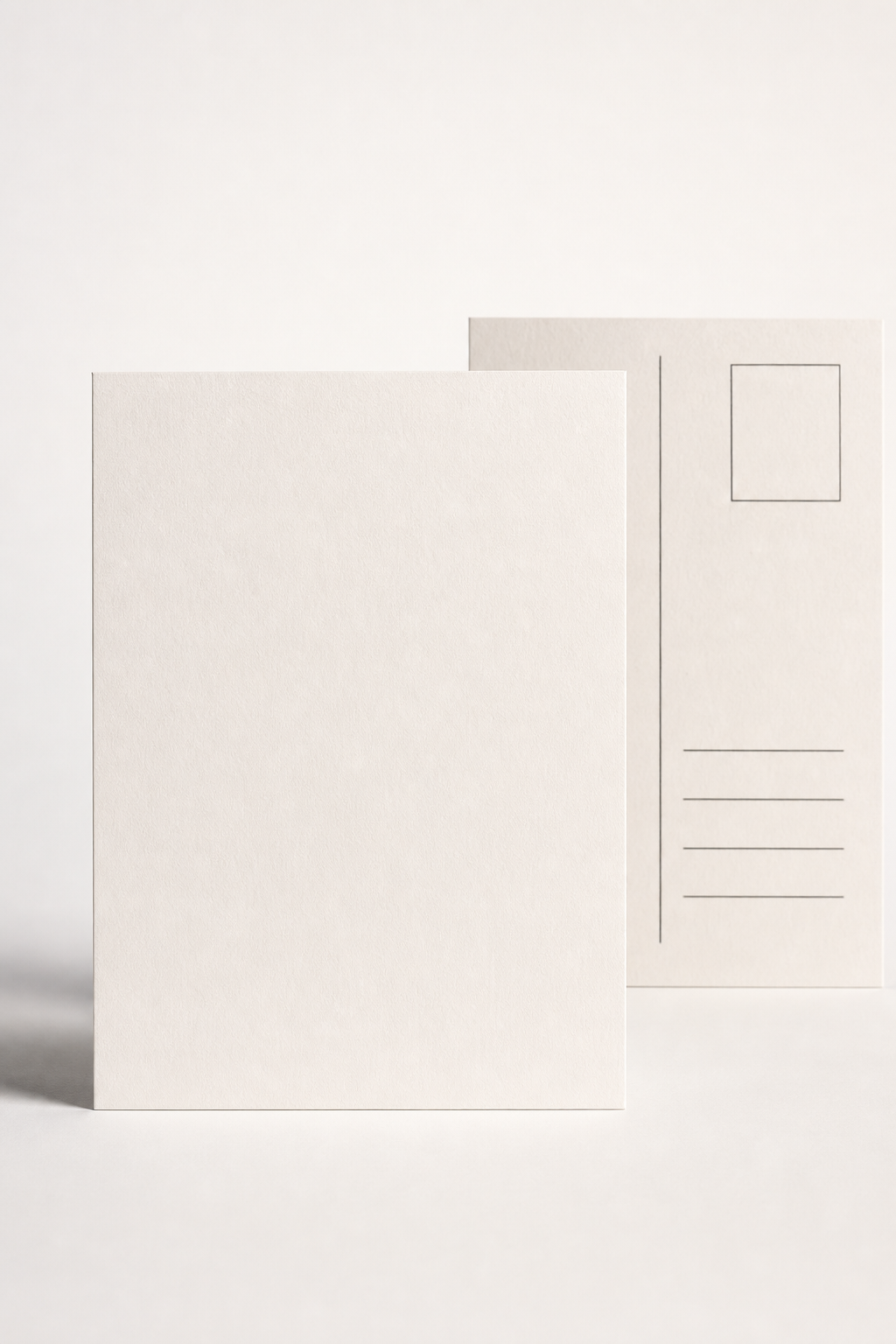 Custom printed postcard on premium card stock floating against a clean studio background