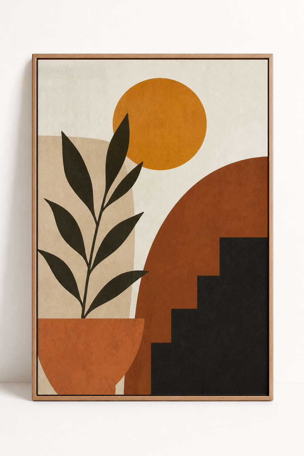 Custom printed art paper poster displayed against a clean minimalist studio backdrop