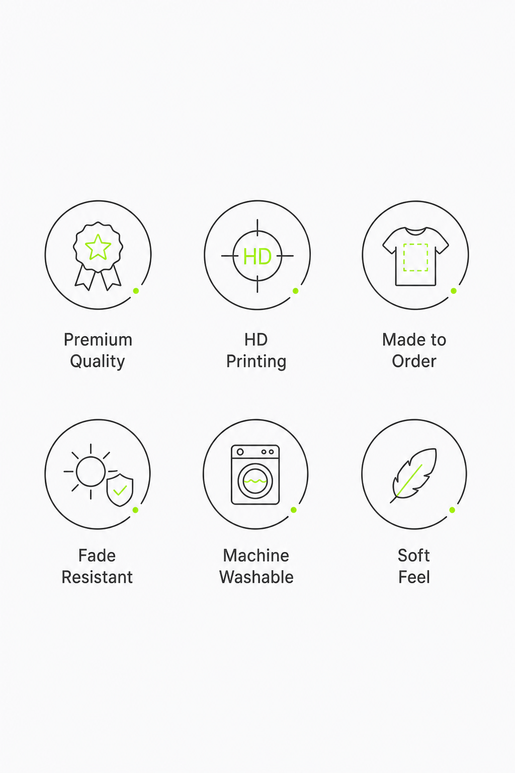 Graphic showing key features including 240 GSM cotton, acid wash, and custom printing