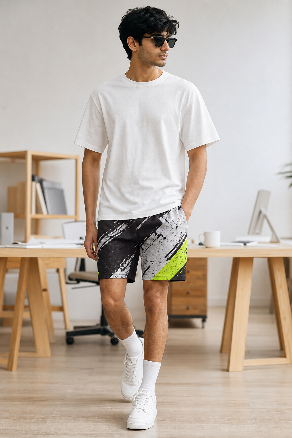 Athlete wearing custom dry fit sports shorts during an active outdoor workout session