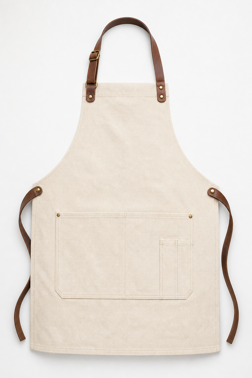 Custom printed heavyweight cotton canvas apron studio product view on white background