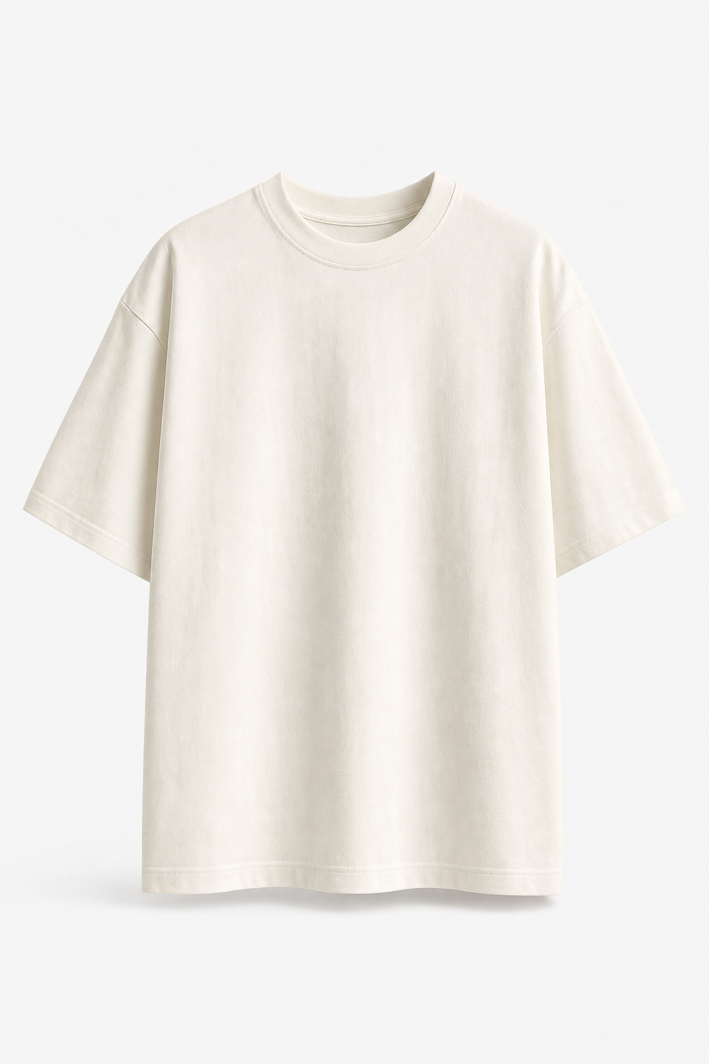 Custom unisex oversized t-shirt in white displayed on studio mockup background