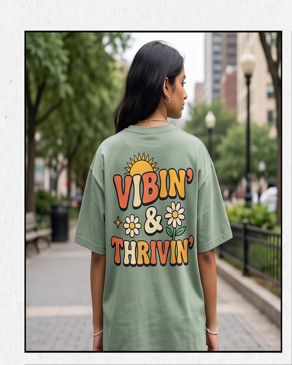 Vibin' & Thrivin' Back-Print Oversized T-Shirt