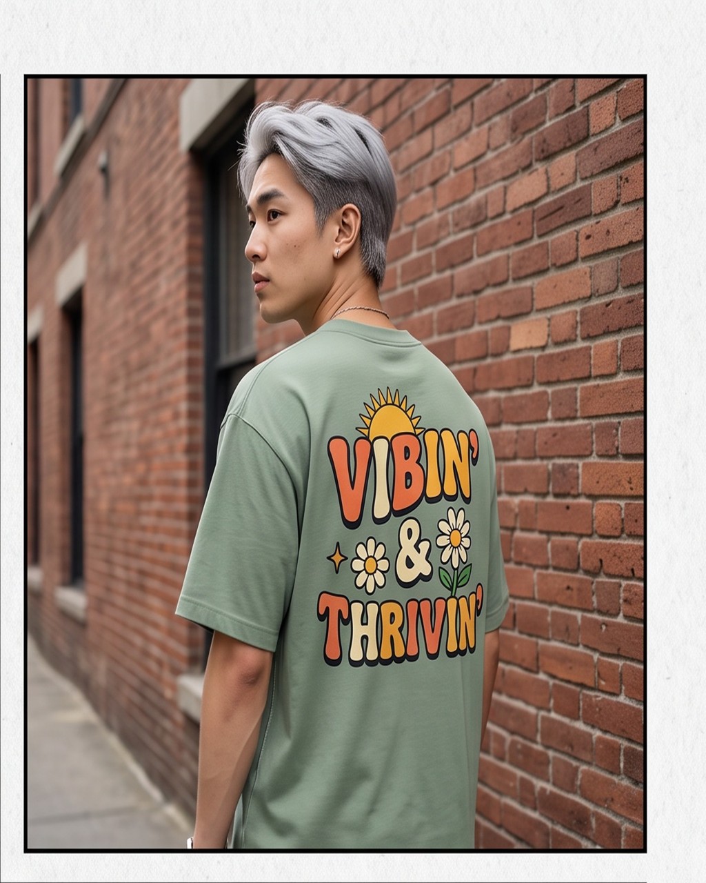 Vibin' & Thrivin' Back-Print Oversized T-Shirt
